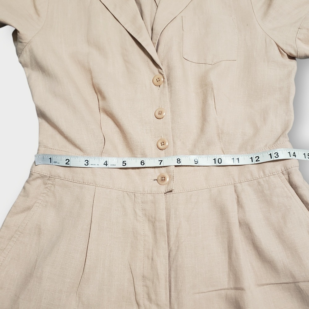 J.Crew Wide Leg Linen Blend Jumpsuit Sz 4 Belted Pleated Short Sleeve Blush Pink - Picture 13 of 16